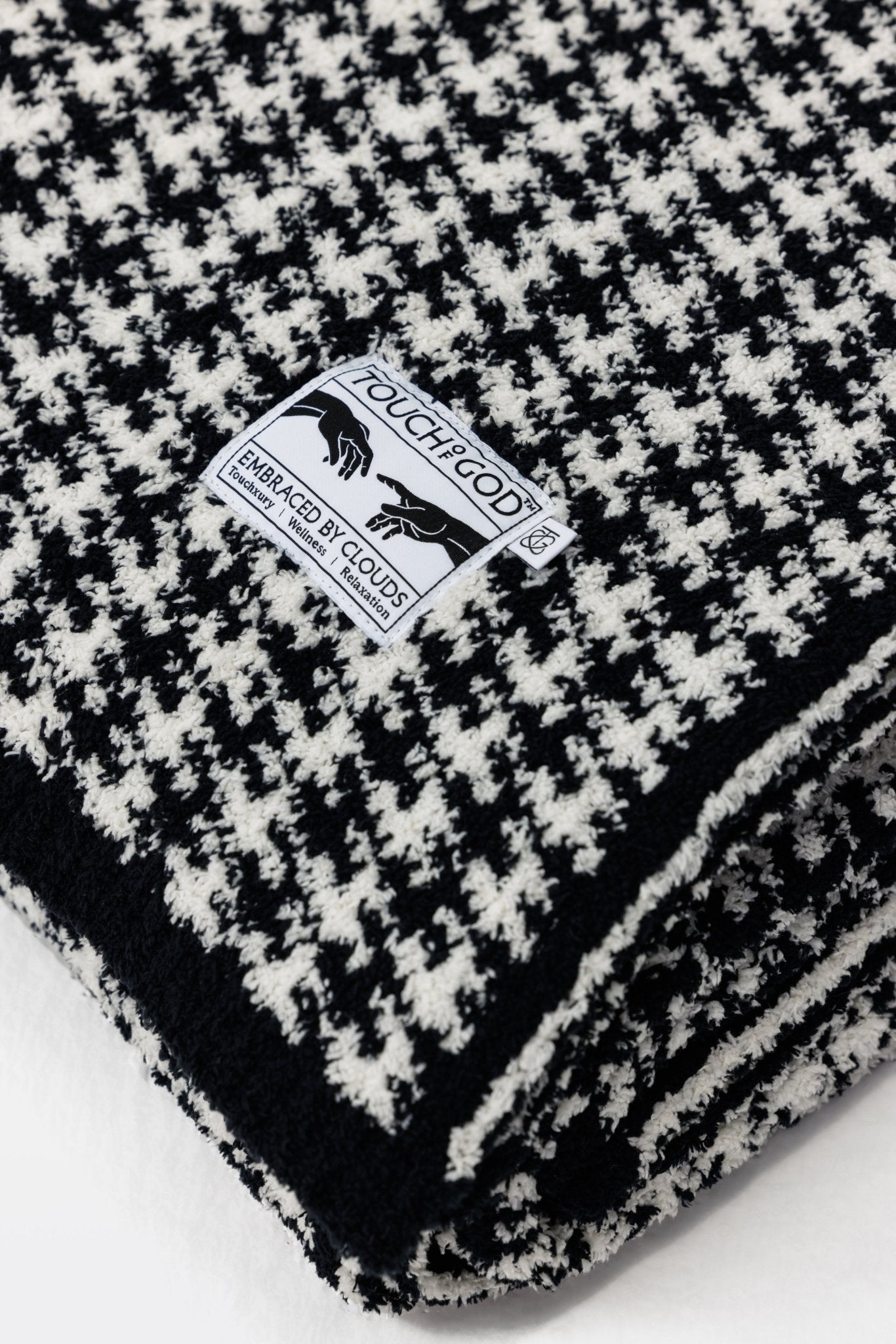 Black & White Houndstooth Pattern Plush Throw Blanket - Throw - Touchofgod.co