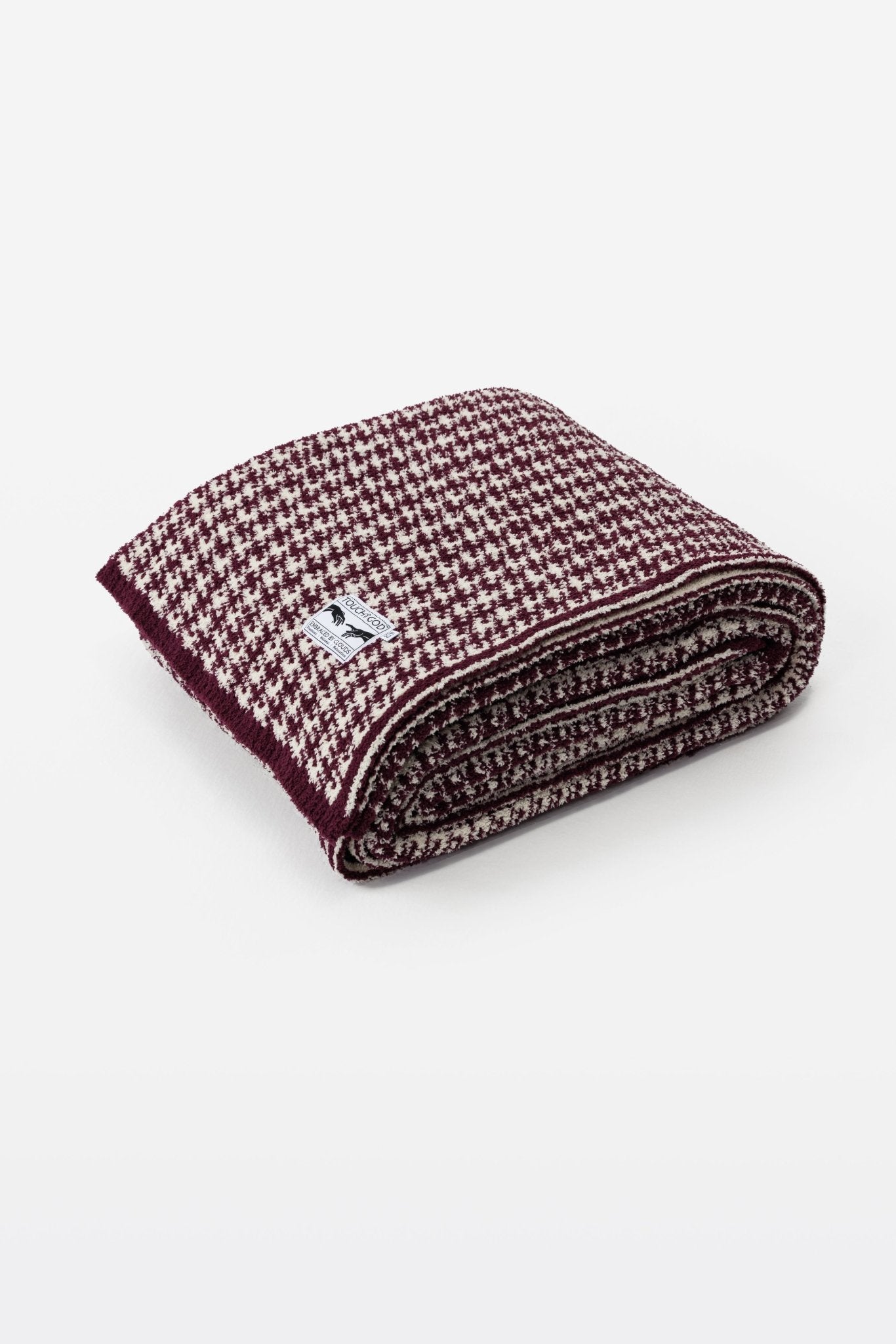 Burgundy Houndstooth Pattern Plush Microfiber Throw Blanket - Blanket - Touchofgod.co