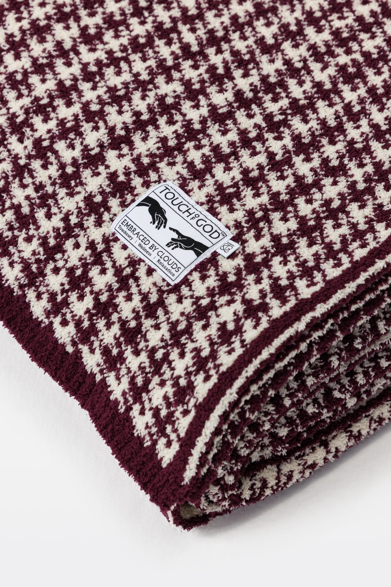 Burgundy Houndstooth Pattern Plush Microfiber Throw Blanket - Blanket - Touchofgod.co