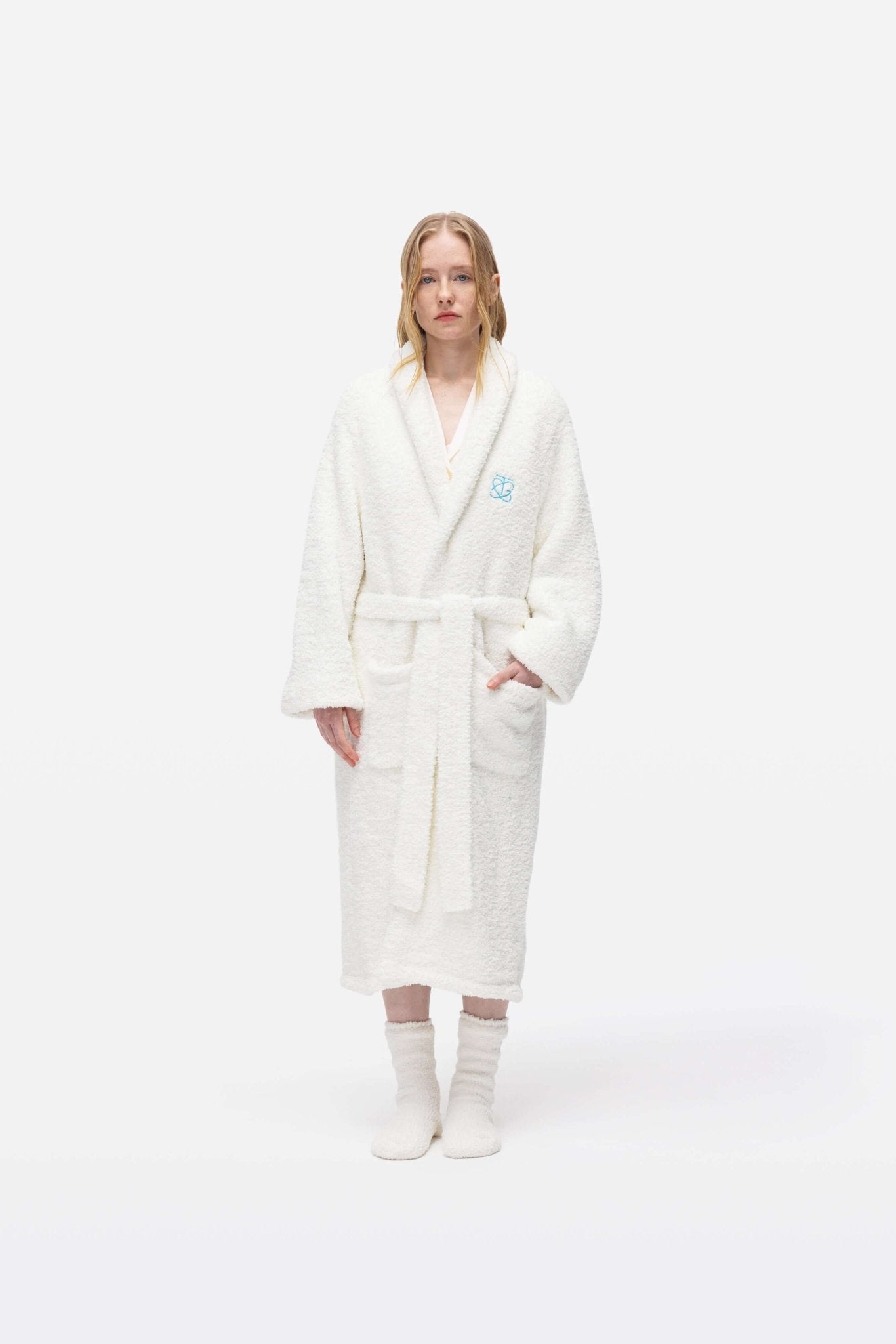 Creme Ultra Soft Classic Luxury Plush Bathrobe - Robe - Touchofgod.co