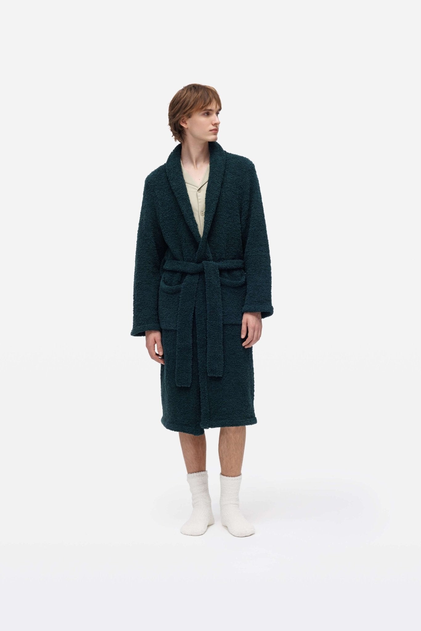 Pine Green Ultra Soft Classic Luxury Plush Bathrobe - Robe - Touchofgod.co